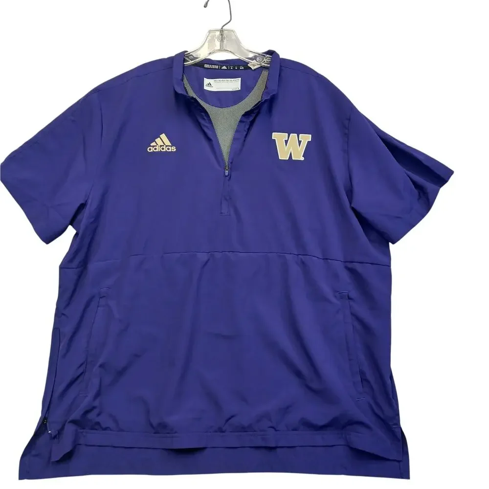 Adidas Washington Huskies XL Purple 1/2 Zip Short Sleeve Pullover Jacket